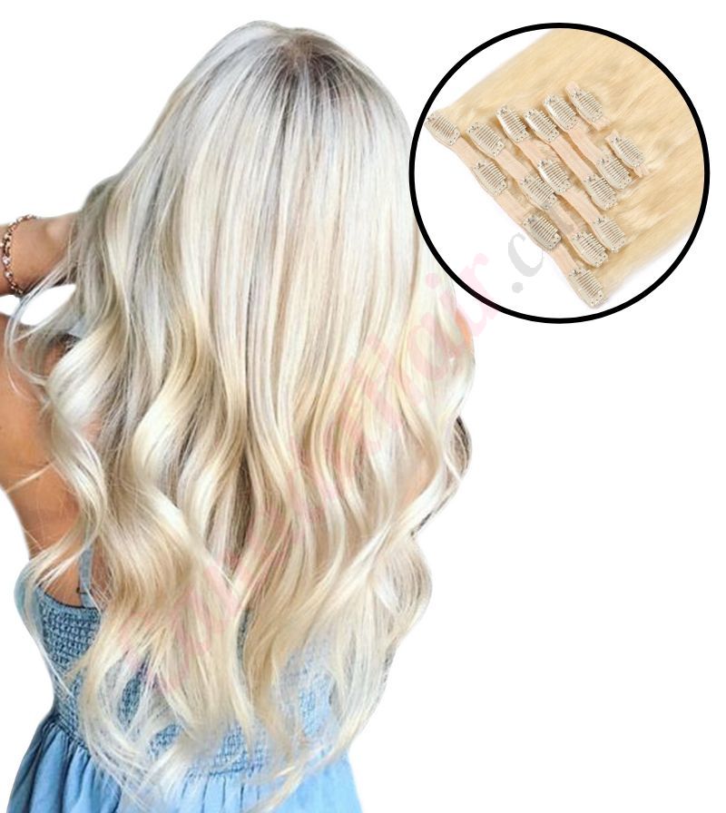 Blonde Clip in hair extensions Indian Remy Hair Blonde