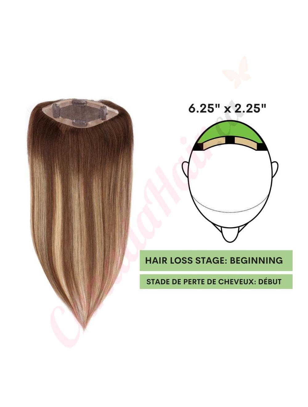 Dark Brown & Blonde Balayage Hair Topper 14 inch For Thinning Hair Full  Crown (Size:  inch x  inch, Weight: 50g) Remy Human Hair