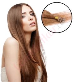 Light Brown #8 Nano-rings Hair Extensions (Nano-Beads) - Human Hair